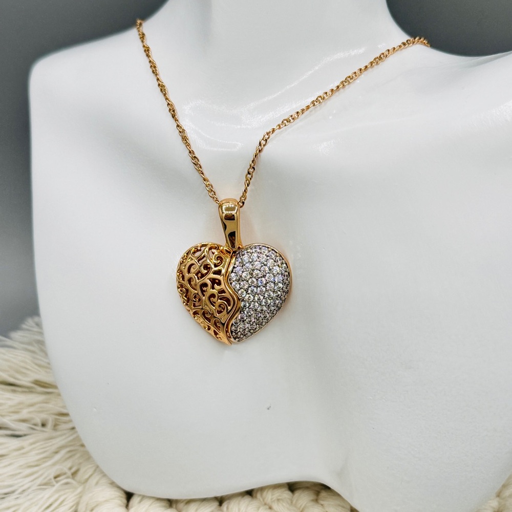 Split Heart Necklace 18K laminated gold